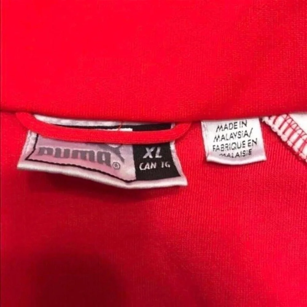 PUMA TRACK JACKET ZIPUP RED WHITE 12 XL GYM NYC FALL WINTER COLLEGE U H